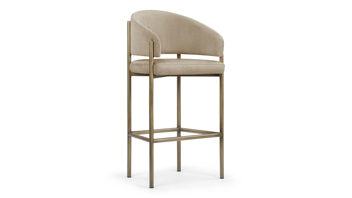 Esme - Esme Counter Stool, Latte Vegan Suede and Brushed Brass