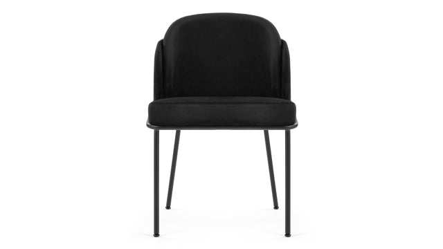 Aben - Aben Dining Chair, Black Plush Velvet and Black