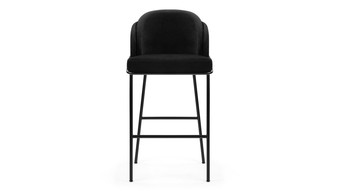 Aben - Aben Bar Stool, Black Plush Velvet