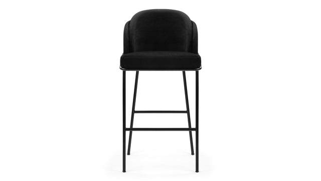 Aben - Aben Bar Stool, Black Plush Velvet