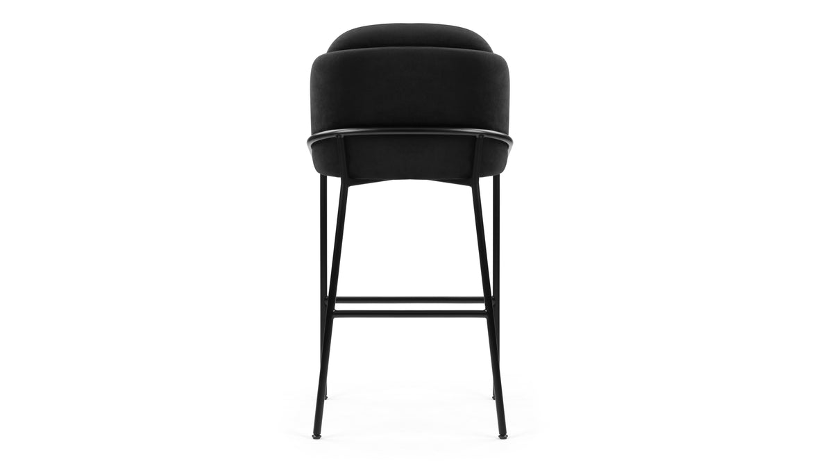 Aben - Aben Bar Stool, Black Plush Velvet