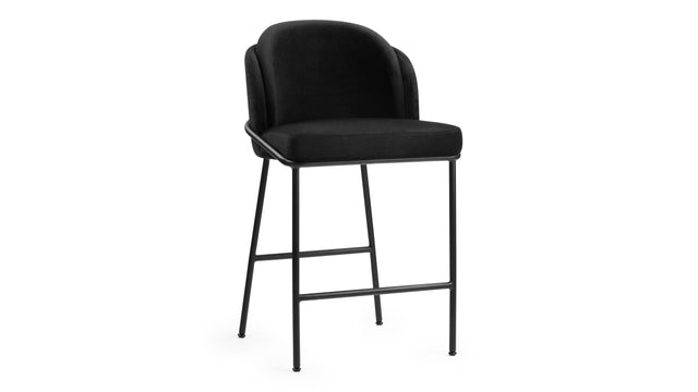 Aben - Aben Counter Stool, Black Plush Velvet