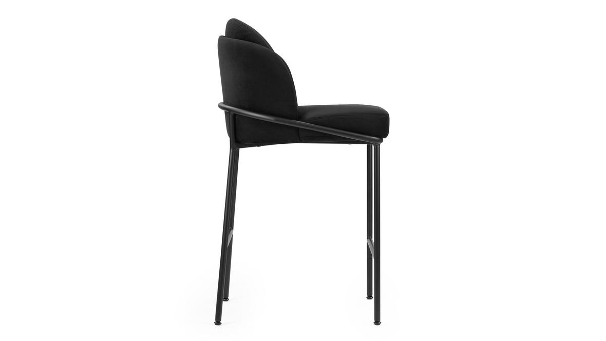 Aben - Aben Counter Stool, Black Plush Velvet