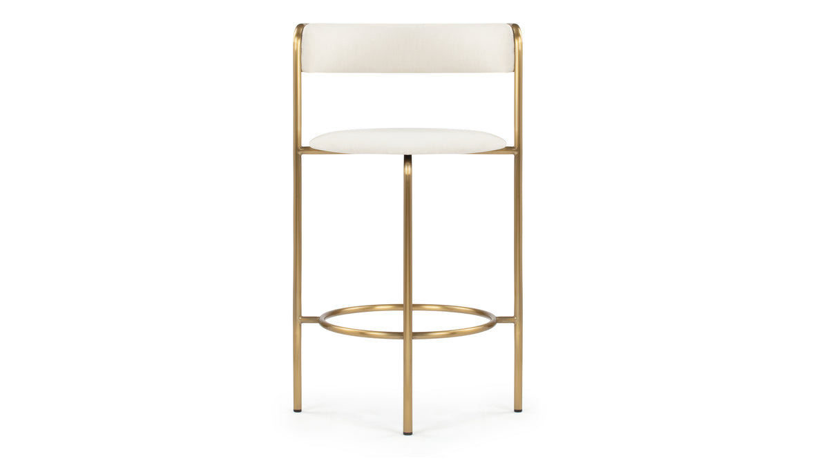 Demi - Demi Bar Stool, Oatmeal Brushed Weave and Brass