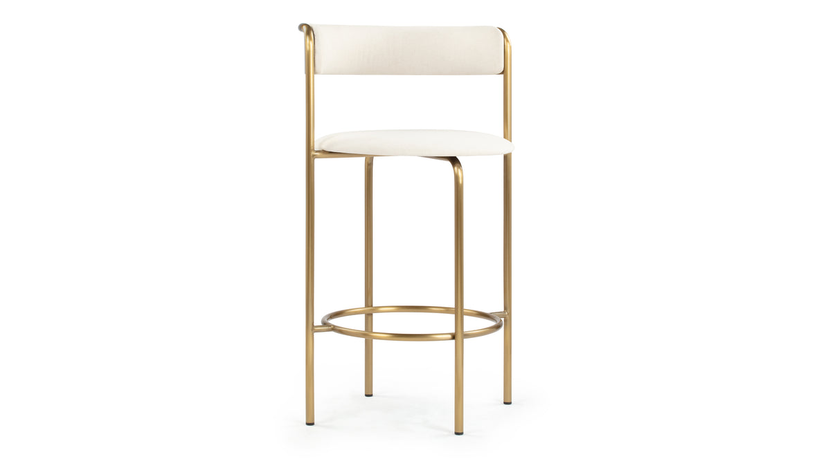 Demi - Demi Bar Stool, Oatmeal Brushed Weave and Brass