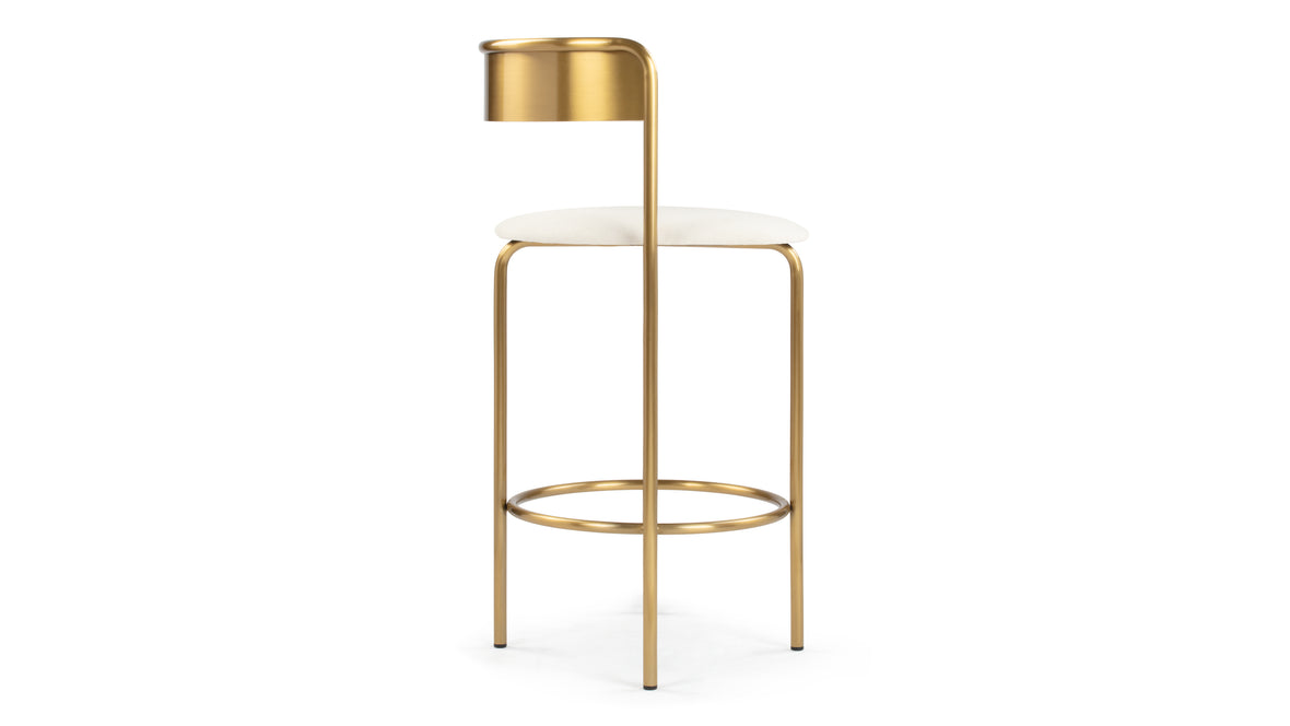 Demi - Demi Bar Stool, Oatmeal Brushed Weave and Brass