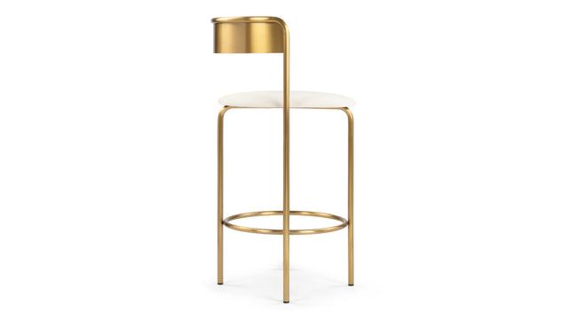 Demi - Demi Bar Stool, Oatmeal Brushed Weave and Brass