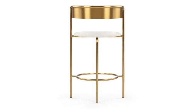 Demi - Demi Bar Stool, Oatmeal Brushed Weave and Brass