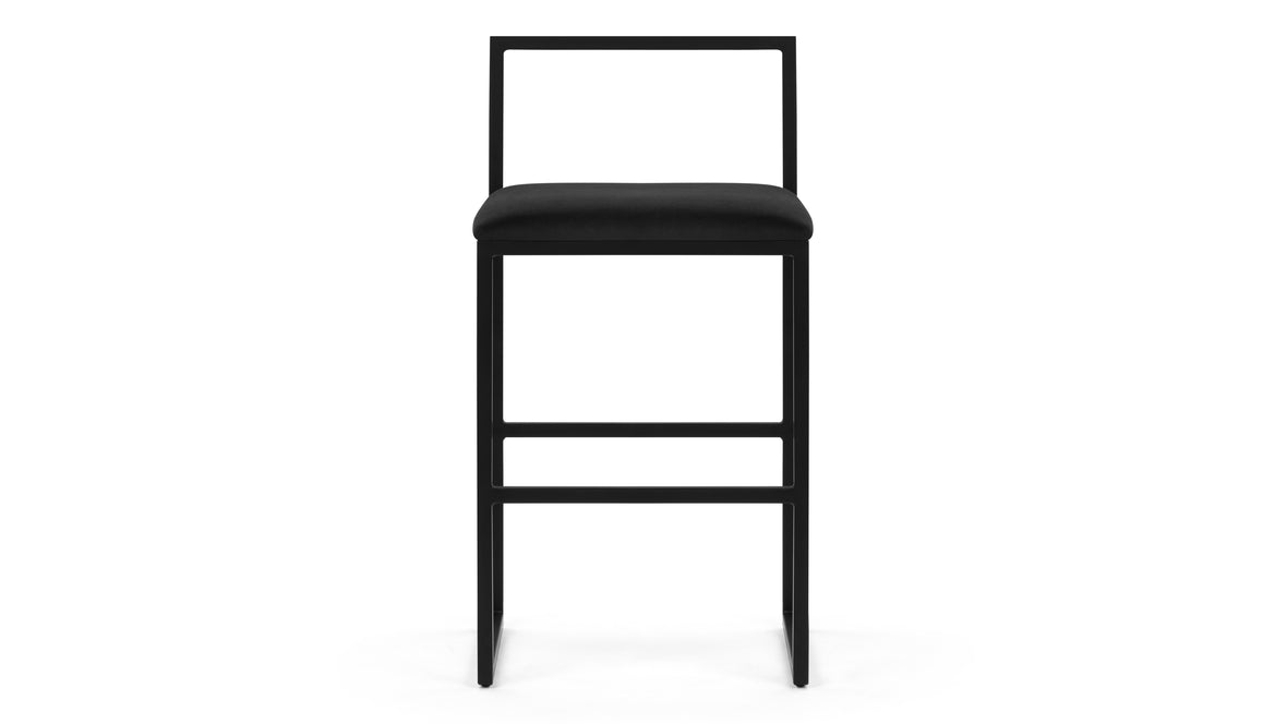 Rens - Rens Counter Stool, Black Plush Velvet