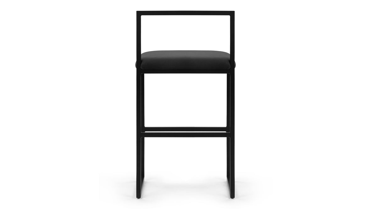 Rens - Rens Counter Stool, Black Plush Velvet