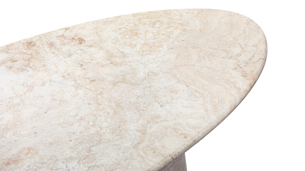 Astora - Astora Oval Dining Table, White Travertine