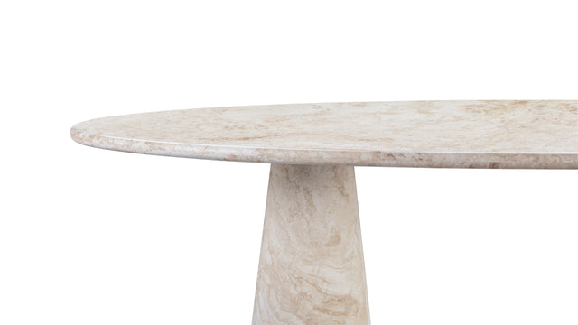 Astora - Astora Oval Dining Table, White Travertine