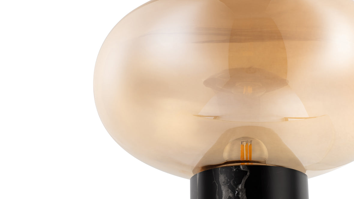 Karl - Karl Table Lamp, Amber Glass and Black Marble