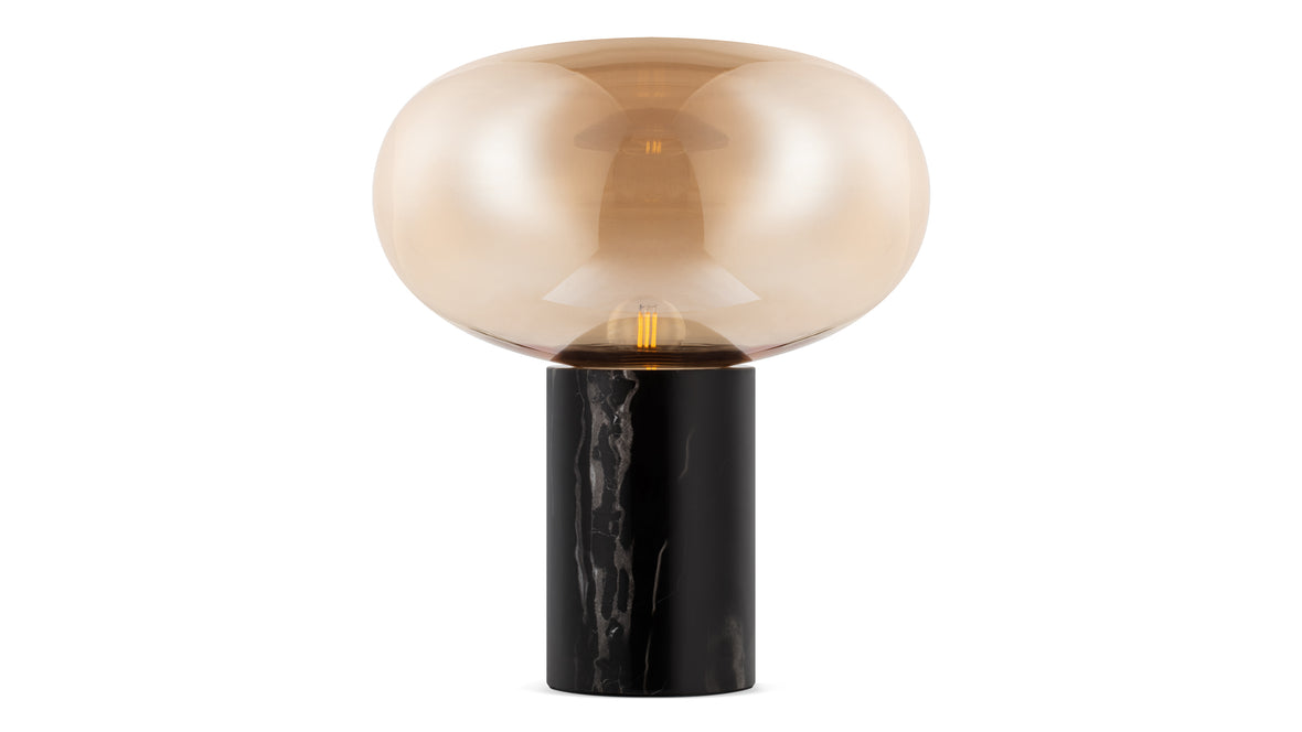 Karl - Karl Table Lamp, Amber Glass and Black Marble