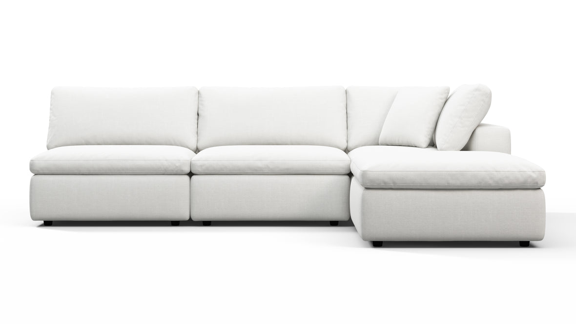 Sky - Sky Sectional Sofa, Three Seater, Right Chaise, White Linen