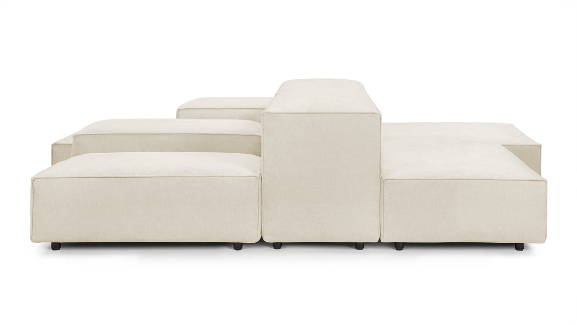 Extrasoft - Extrasoft Sectional Sofa, Combination 1, Right, Ivory Chenille