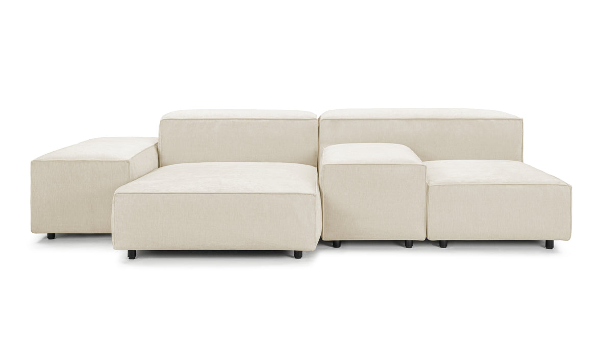 Extrasoft - Extrasoft Sectional Sofa, Combination 1, Right, Ivory Chenille