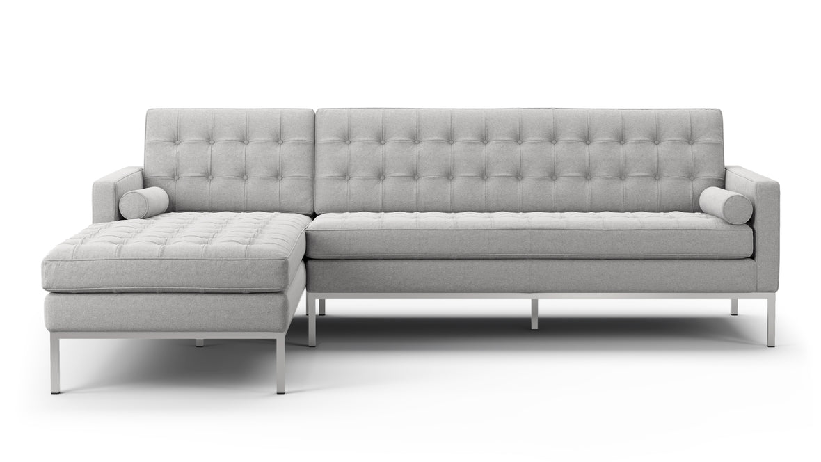 Florence - Florence Three Seater Sofa, Left Chaise, Light Gray Wool