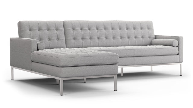 Florence - Florence Three Seater Sofa, Left Chaise, Light Gray Wool