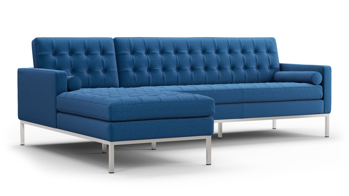 Florence - Florence Three Seater Sofa, Left Chaise, Indigo Blue Wool