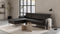 Florence - Florence Three Seater Sofa, Left Chaise, Midnight Black Premium Leather