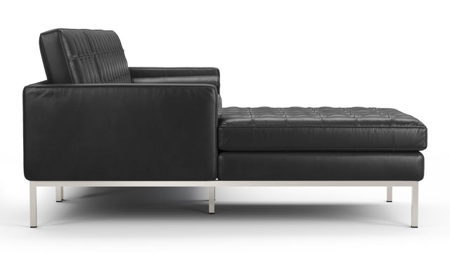 Florence - Florence Three Seater Sofa, Left Chaise, Midnight Black Premium Leather