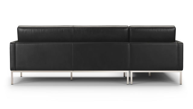 Florence - Florence Three Seater Sofa, Left Chaise, Midnight Black Premium Leather