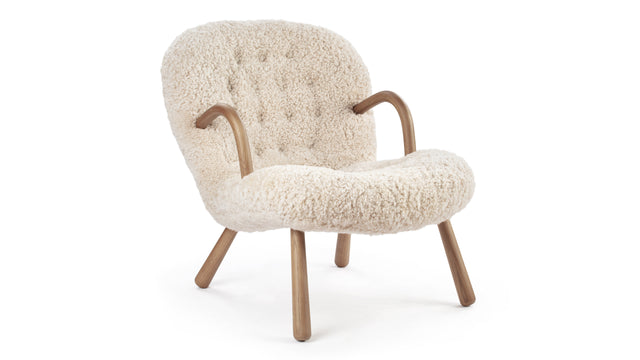 Clam - Clam Chair, Natural Luxe Sheepskin