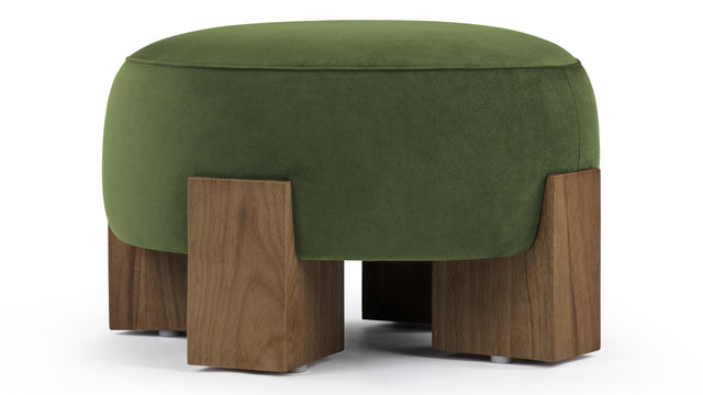 Liv - Liv Ottoman, Lichen Plush Velvet and Walnut