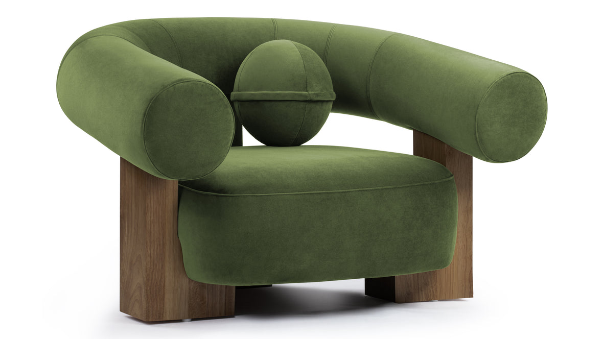 Liv - Liv Lounge Chair, Lichen Plush Velvet and Walnut