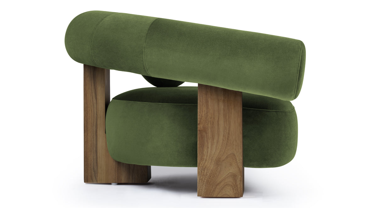 Liv - Liv Lounge Chair, Lichen Plush Velvet and Walnut