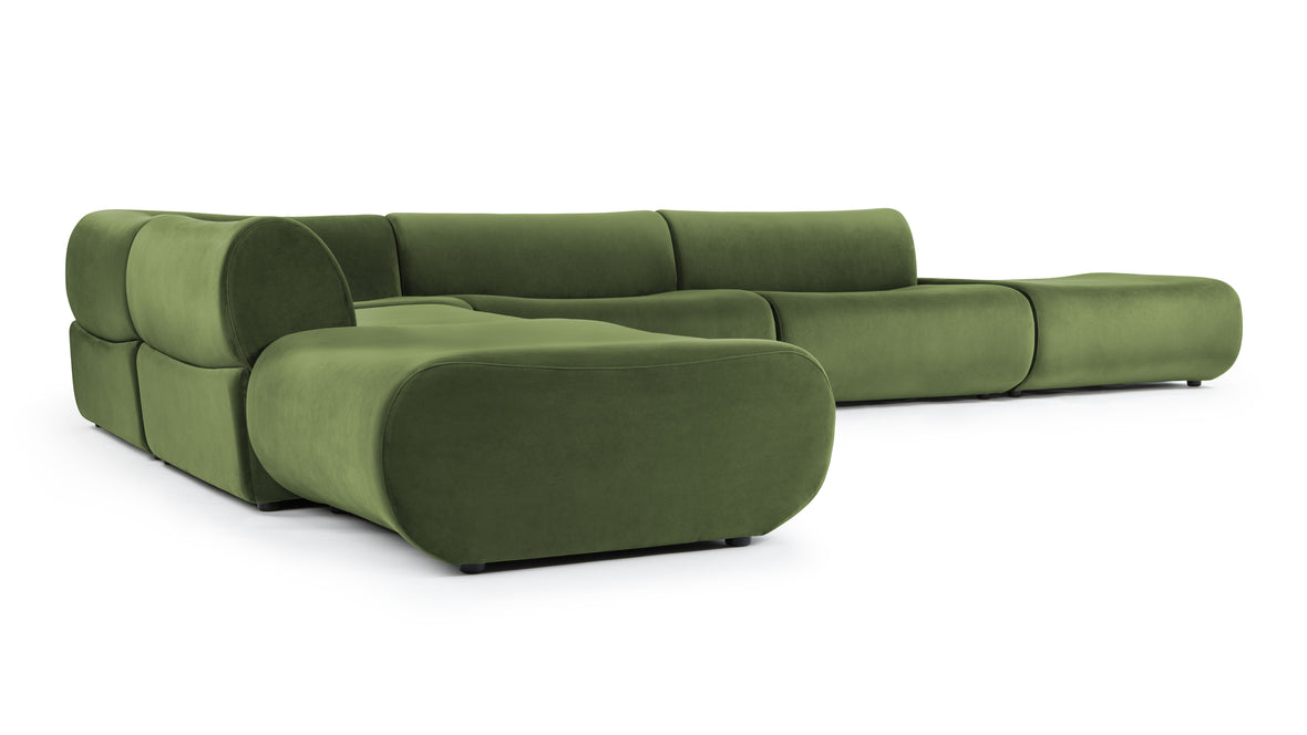 Leo - Leo Sectional, Left Corner, Lichen Plush Velvet