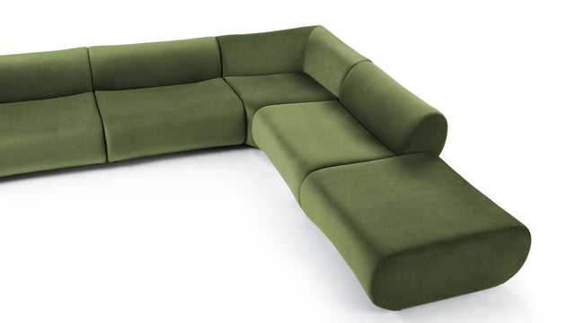 Leo - Leo Sectional, Right Corner, Lichen Plush Velvet