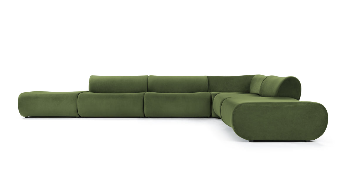 Leo - Leo Sectional, Right Corner, Lichen Plush Velvet