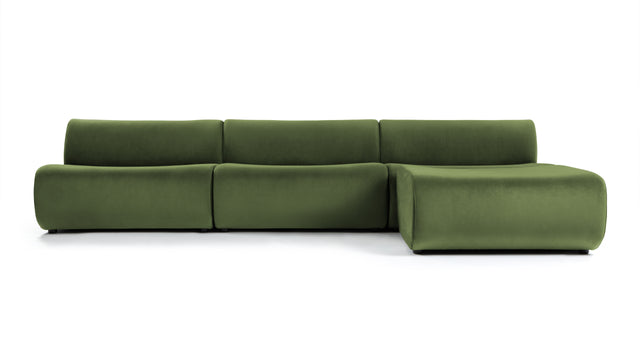 Leo - Leo Sectional, Right Chaise, Lichen Plush Velvet