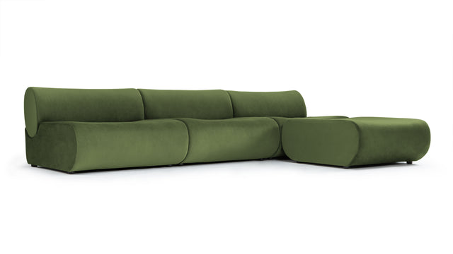 Leo - Leo Sectional, Right Chaise, Lichen Plush Velvet