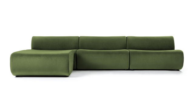 Leo - Leo Sectional, Left Chaise, Lichen Plush Velvet