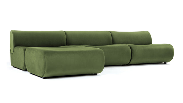 Leo - Leo Sectional, Left Chaise, Lichen Plush Velvet