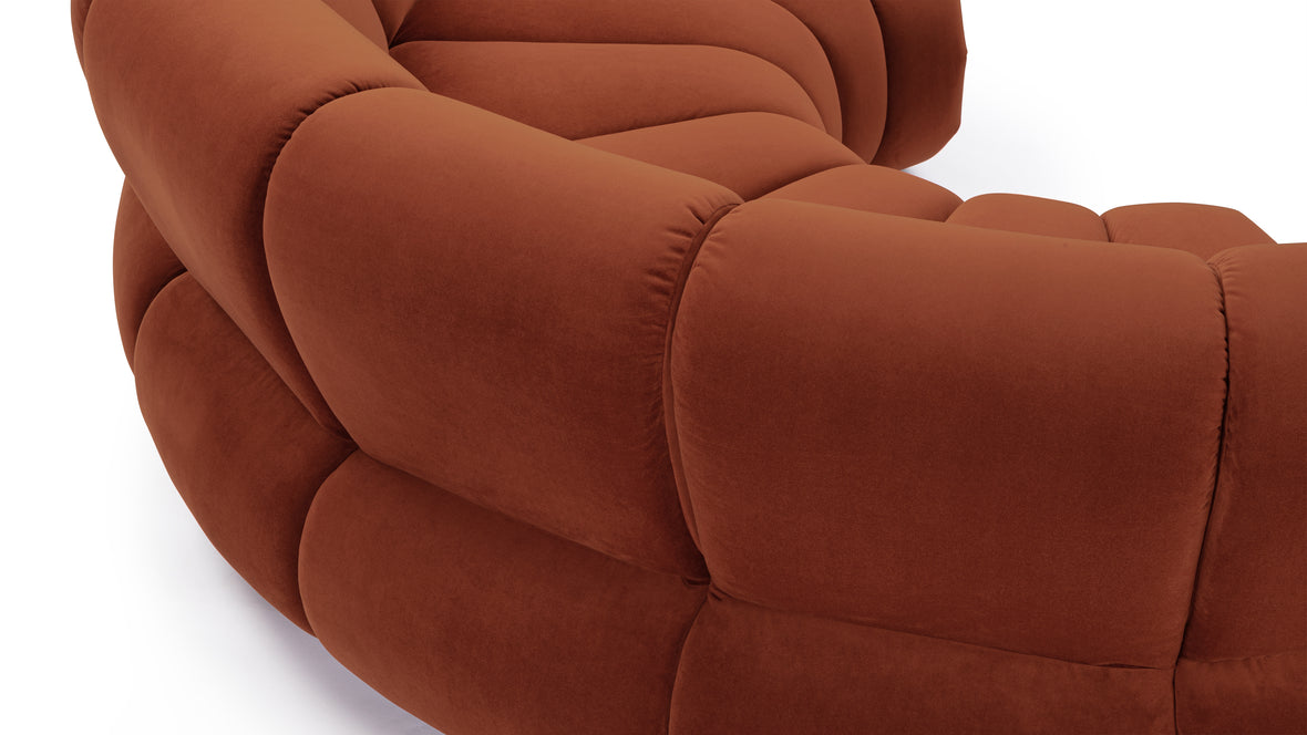 River - River Sectional, Crescent, Russet Plush Velvet