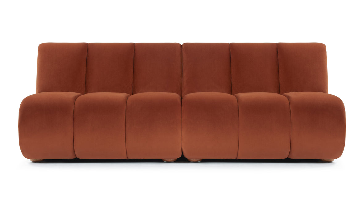 River - River Sectional, Three Seater Sofa, Russet Plush Velvet