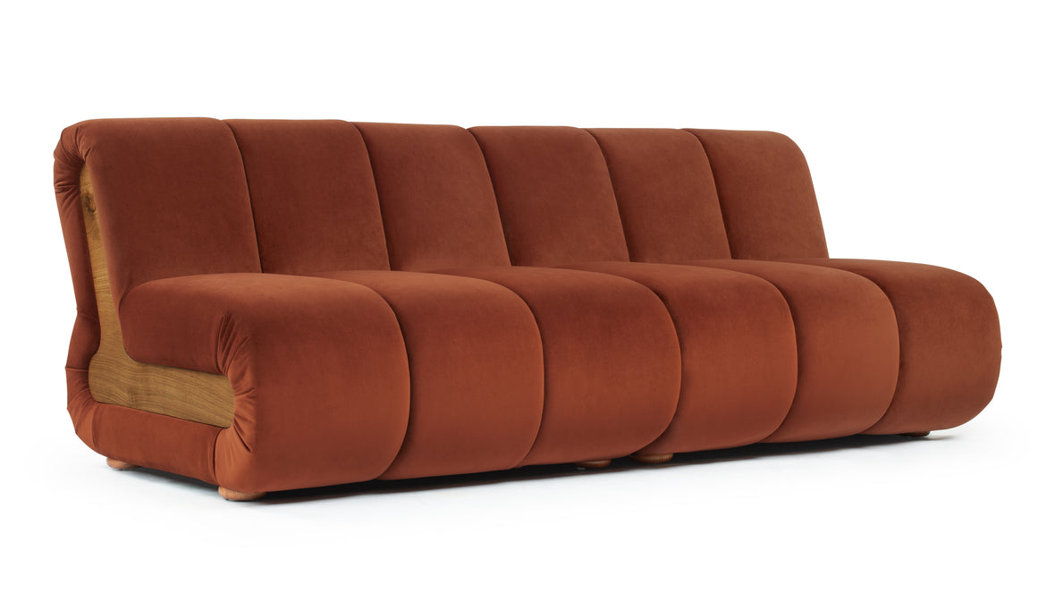 River - River Sectional, Three Seater Sofa, Russet Plush Velvet