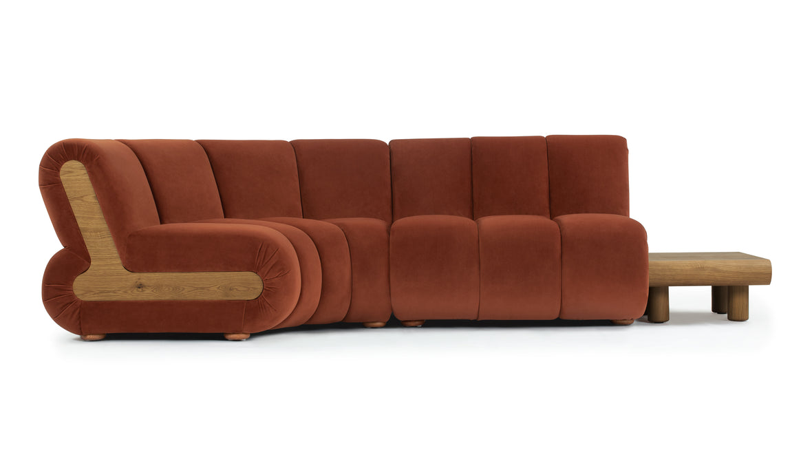 River - River Sectional, Left Corner, Russet Plush Velvet