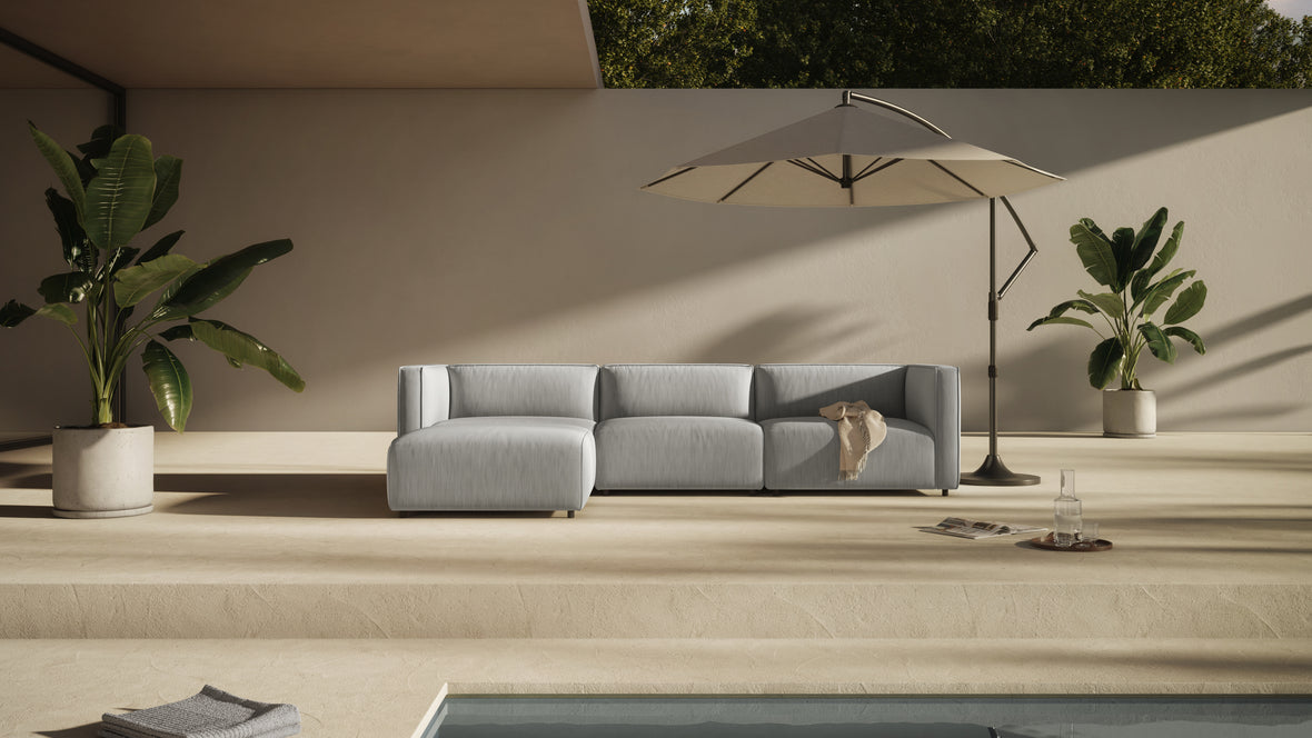 Bond - Bond Outdoor Module, Ottoman, Dove Grey Performance Weave