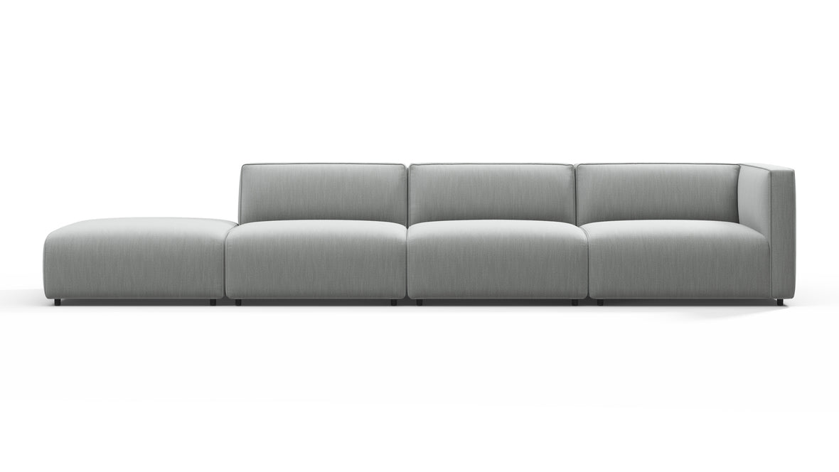 Bond - Bond Outdoor Sectional, Large Open End, Left, Dove Grey Performance Weave