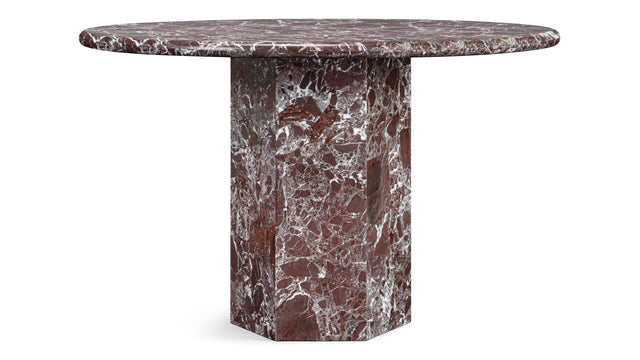 Saga - Saga Round Dining Table, Rosso Levanto Marble, 47in