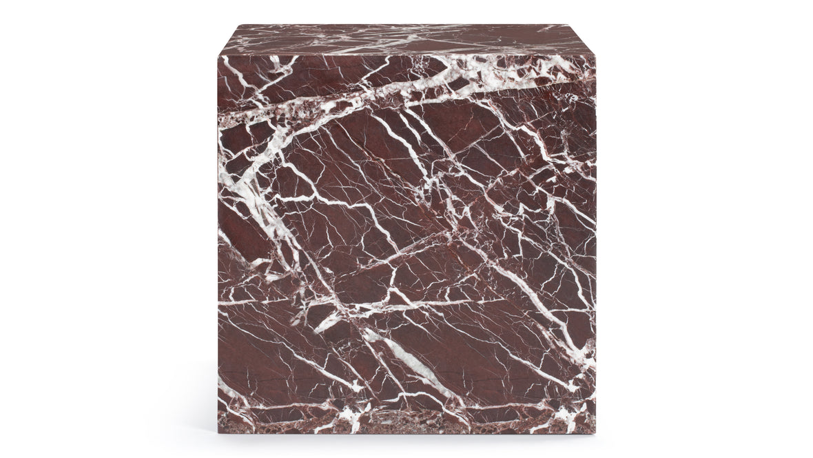 Plinth - Plinth Short Side Table, Rosso Levanto Marble