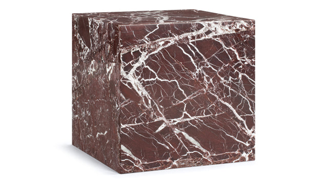 Plinth - Plinth Short Side Table, Rosso Levanto Marble