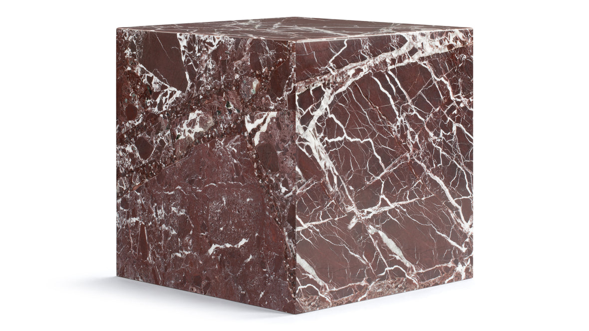 Plinth - Plinth Short Side Table, Rosso Levanto Marble