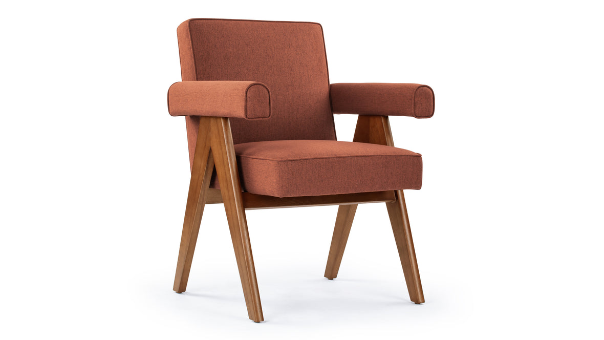 Jeanneret - Jeanneret Upholstered Armchair, Burnt Red Weave