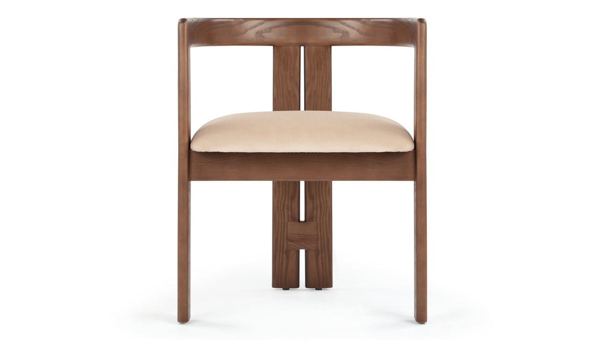 Rose - Rose Dining Chair, Mushroom Velvet and Walnut